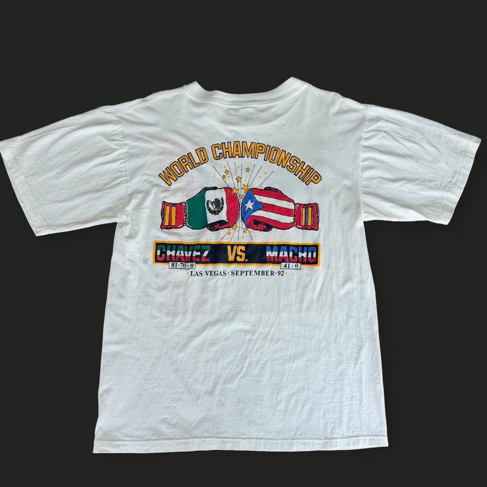1992 Julio César Chávez vs. Hector "Macho" Camacho T-Shirt White Men's Size L - Picture 3 of 10